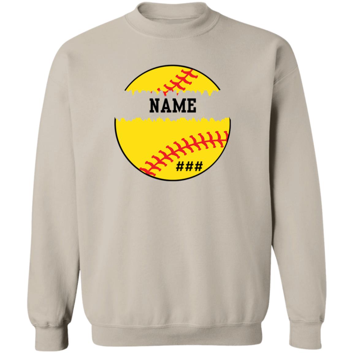 Personalized Softball | Crewneck Pullover Sweatshirt