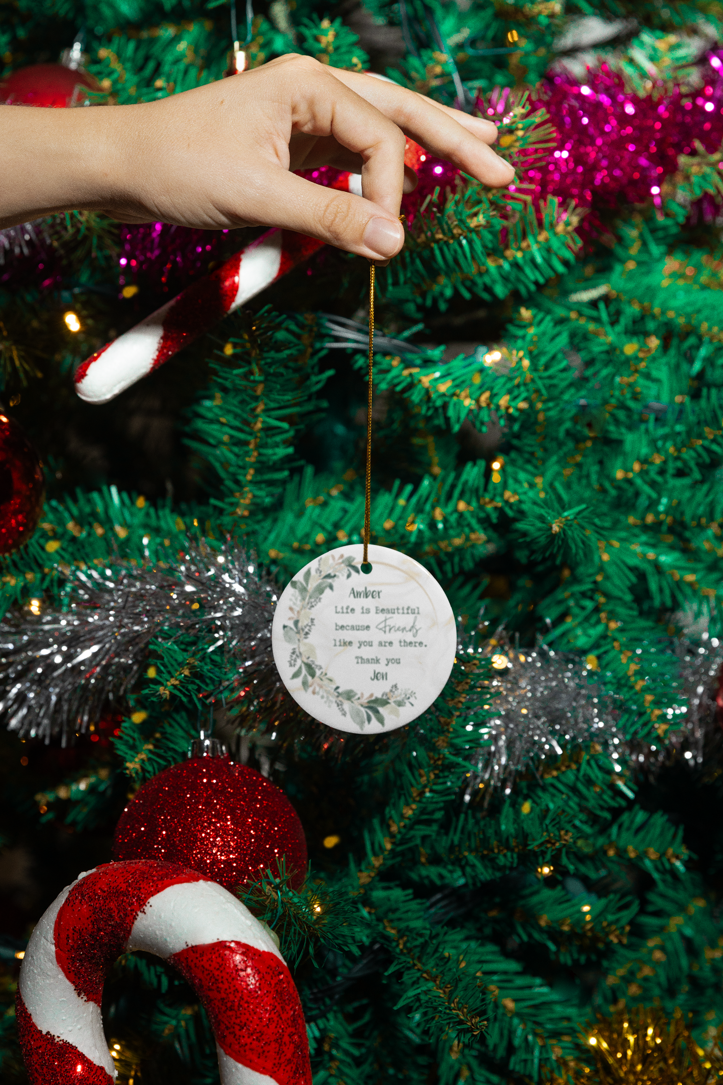 Life is Beautiful Personalized Friendship| Circle Ornament