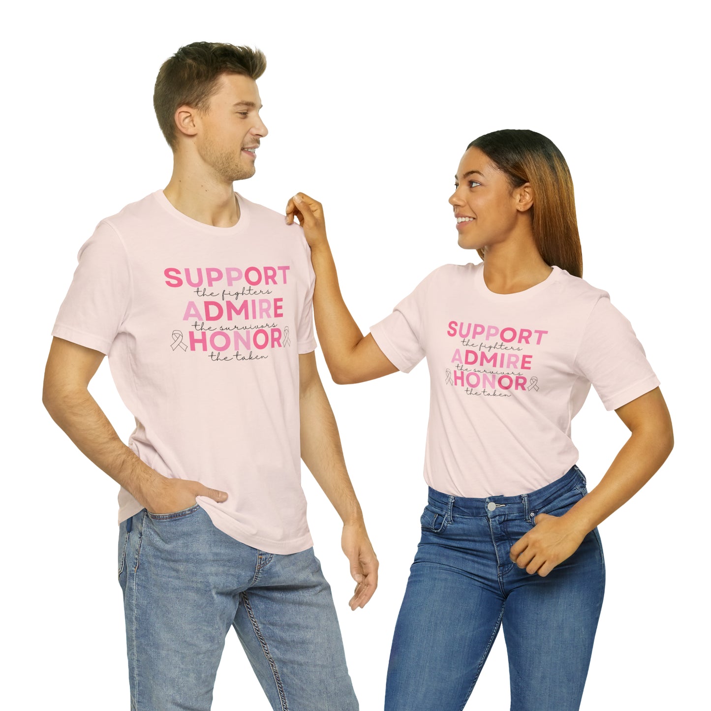 Support Admire Honor | Breast Cancer Awareness | Unisex Jersey Short Sleeve Tee