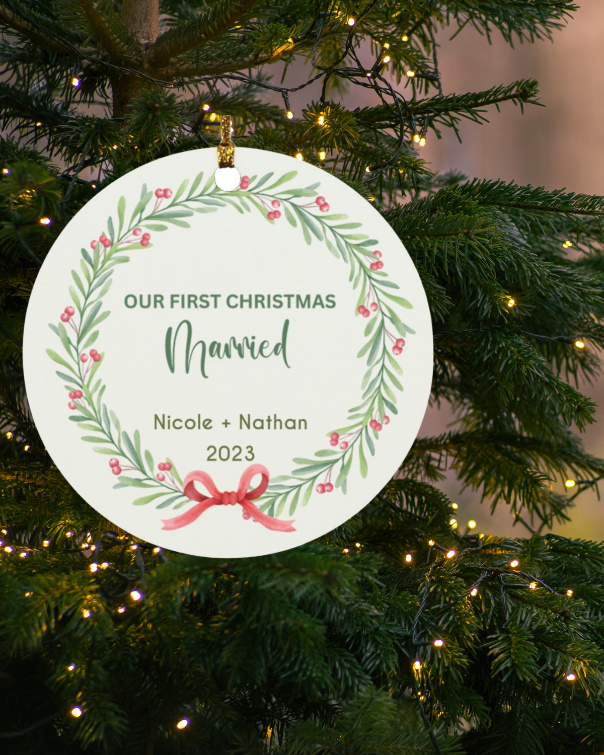 Our First Christmas Married Personalized Ornament | 2 Designs Available