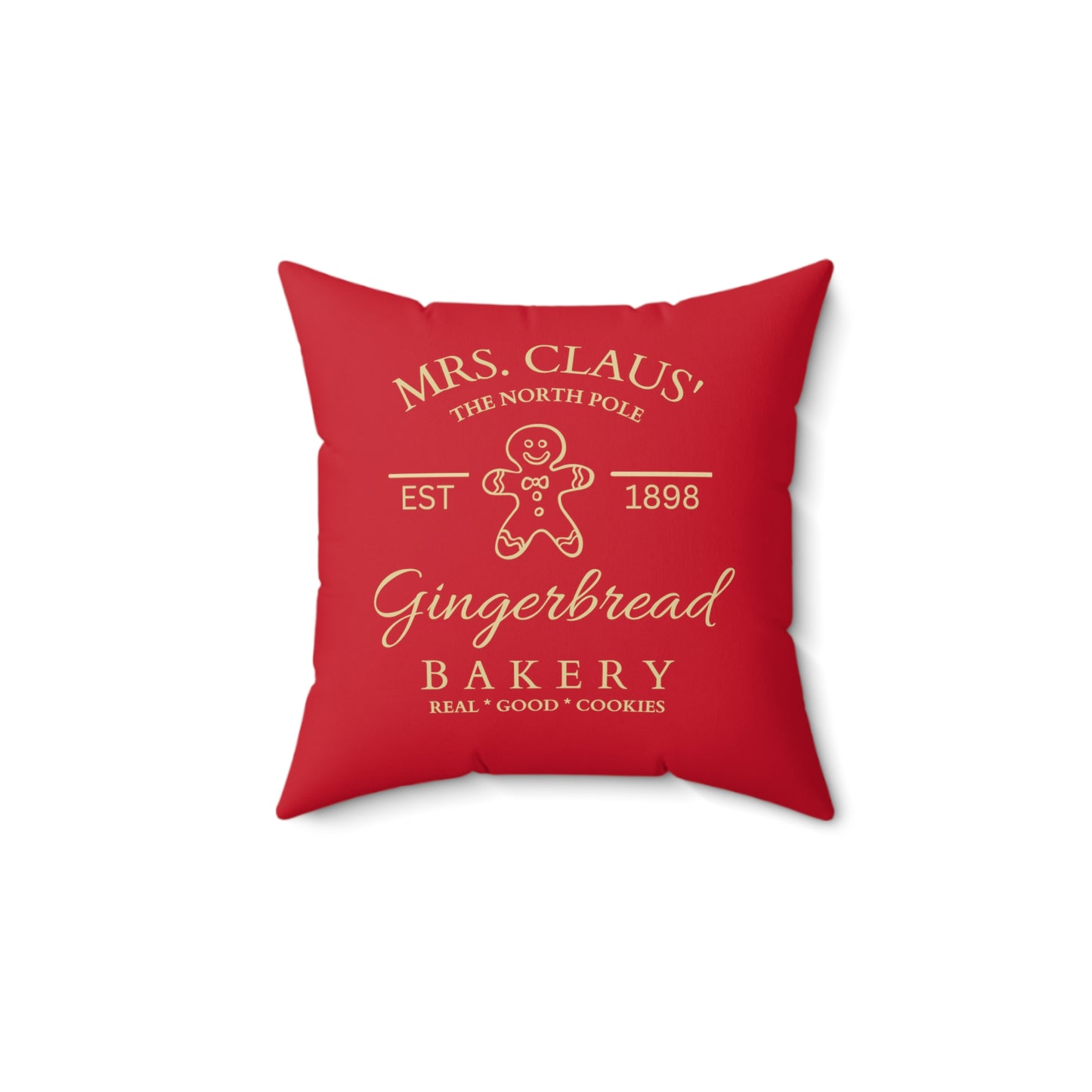 Mrs Claus' Gingerbread Bakery - Spun Polyester Square Pillow