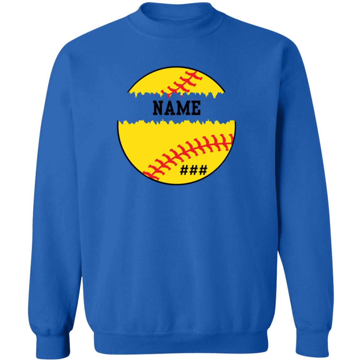 Personalized Softball | Crewneck Pullover Sweatshirt