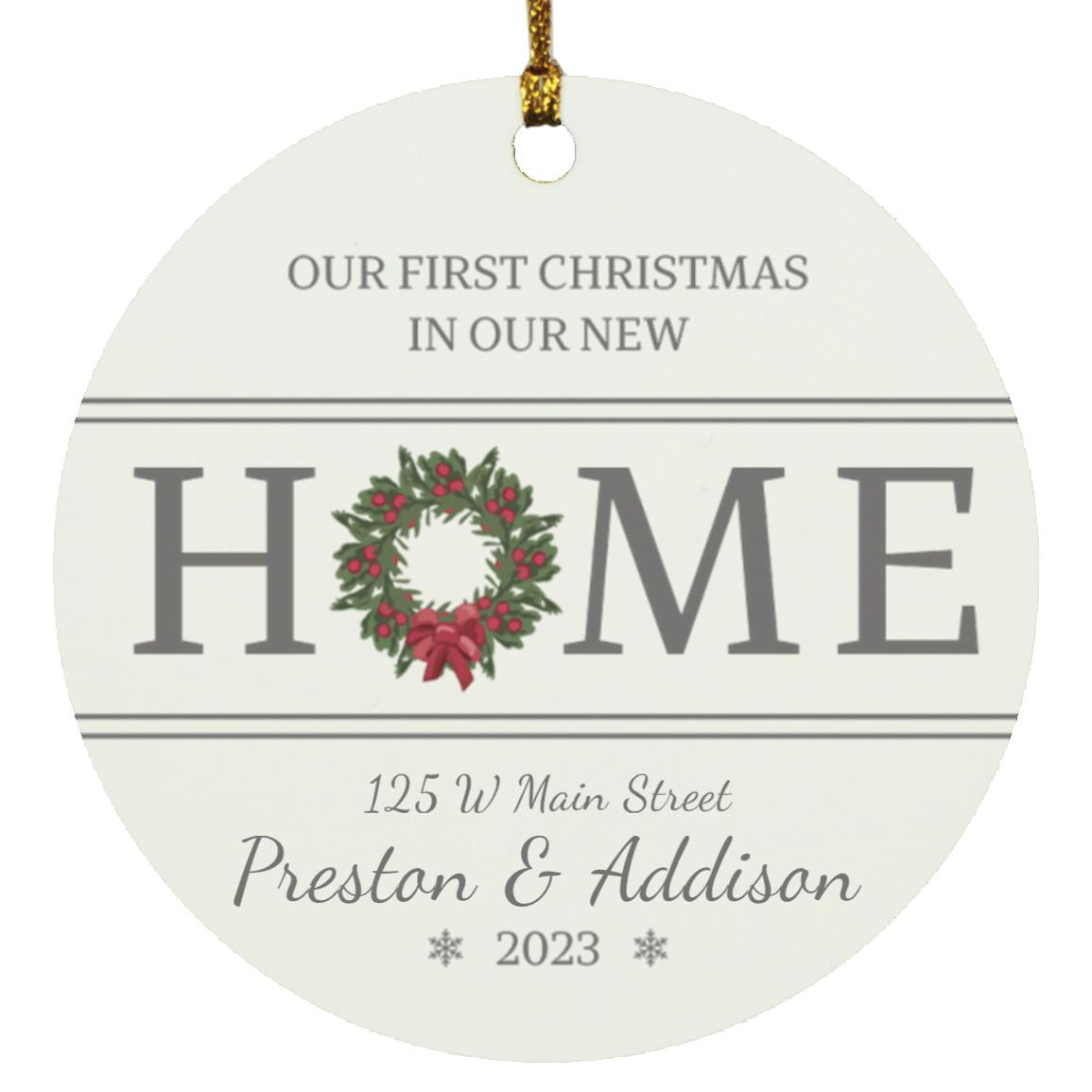 Our First Christmas in Our New Home 2023 | Personalized Circle Ornament