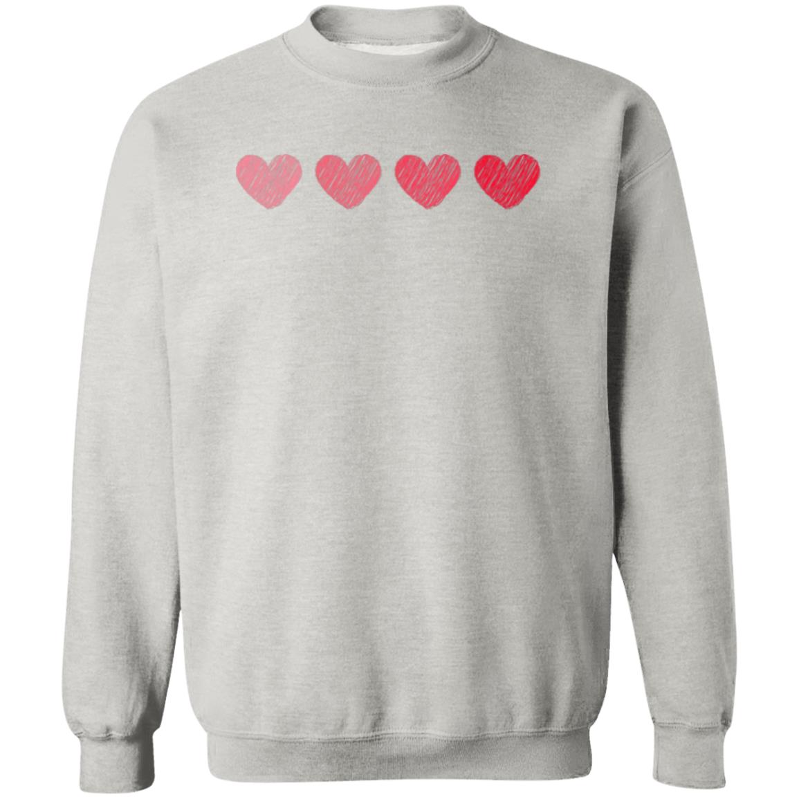 Four Hearts for Valentine's Day | Crewneck Pullover Sweatshirt