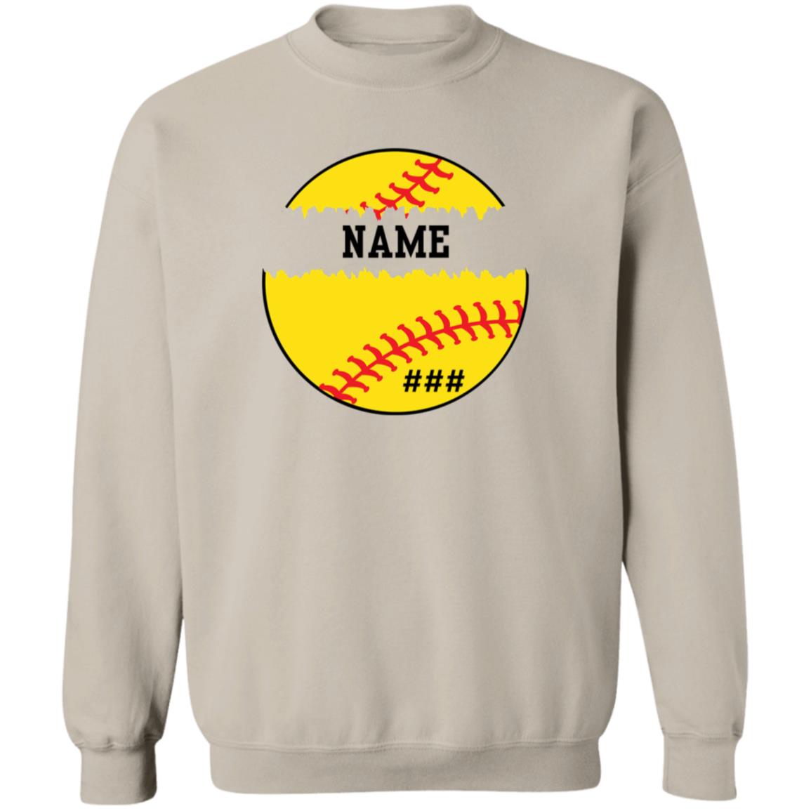 Personalized Softball | Crewneck Pullover Sweatshirt