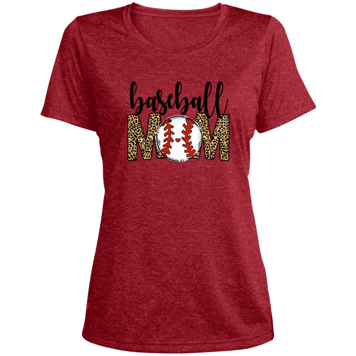 Baseball Mom | Ladies' Heather Scoop Neck Performance Tee