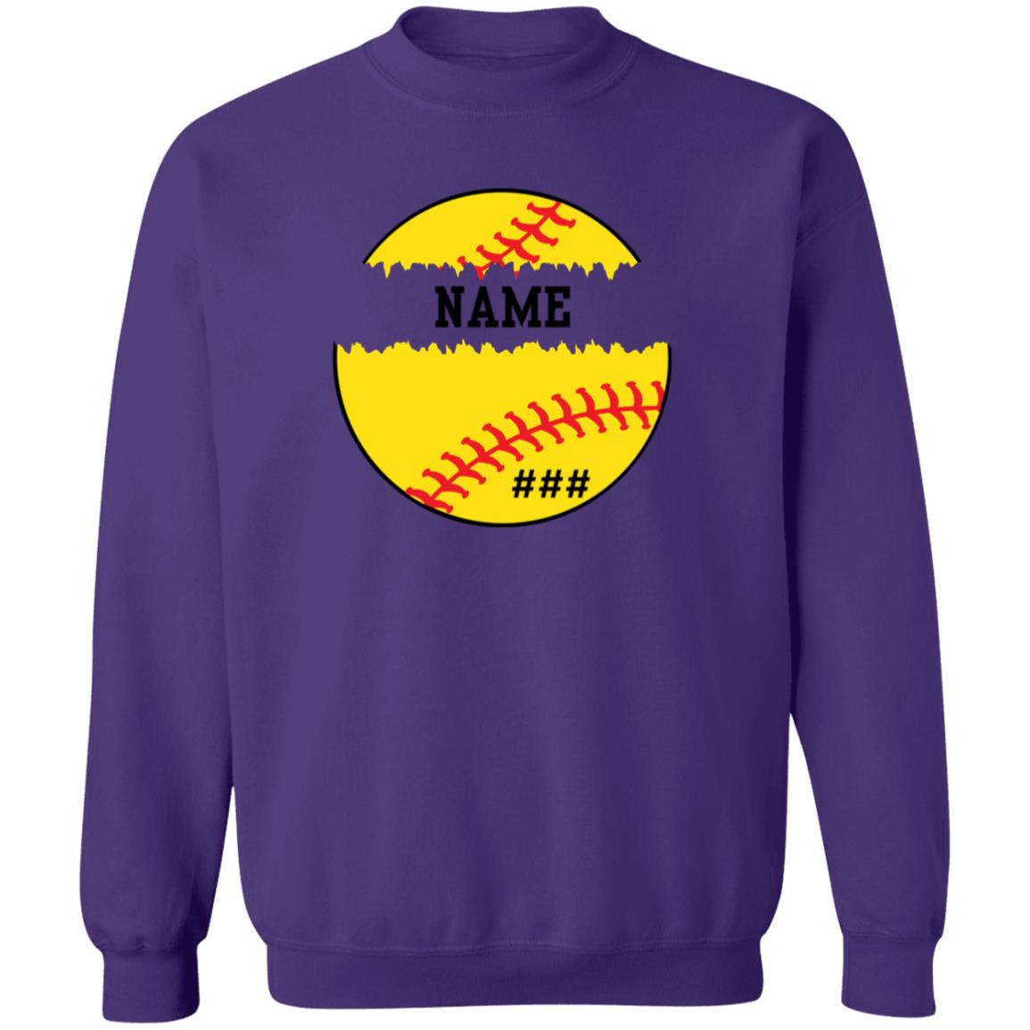 Personalized Softball | Crewneck Pullover Sweatshirt