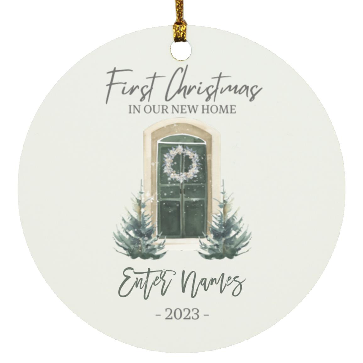 First Christmas New Home with From Door | Personalized Circle Ornament