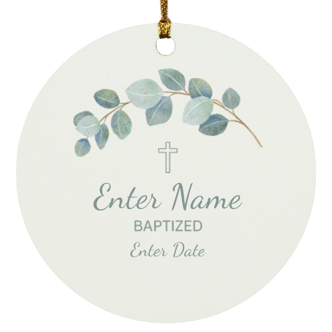 Eucalyptus Personalized Baptism Ornament