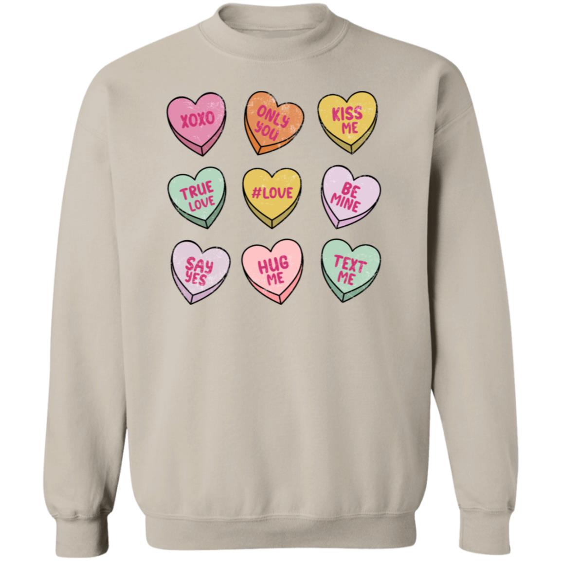 Conversation Hearts | Crewneck Pullover Sweatshirt