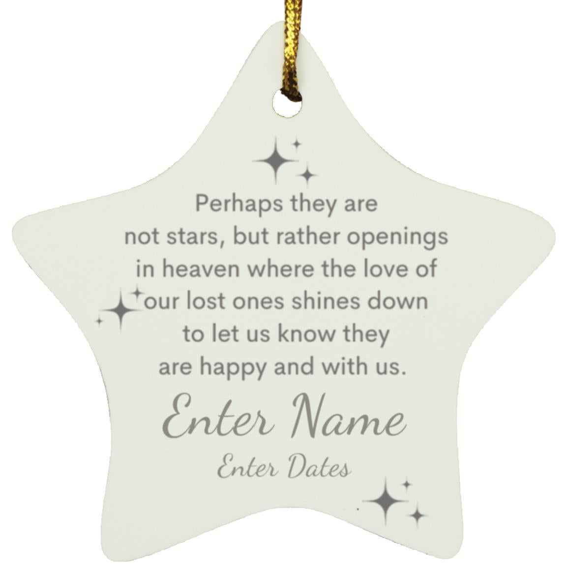 Personalized Bereavement Star Ornament