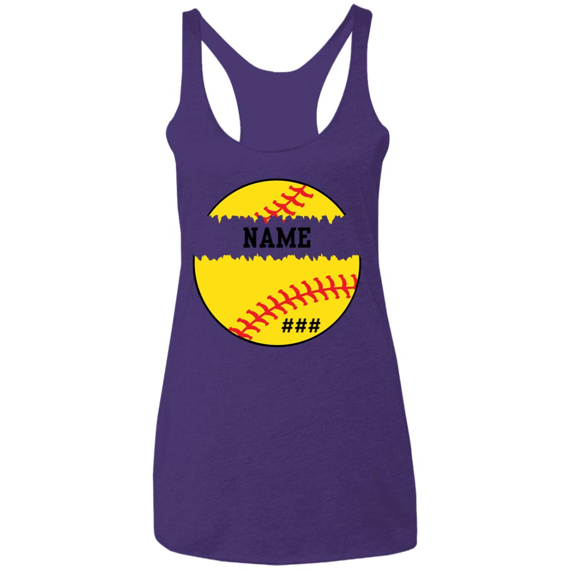 Personalized Softball | Ladies' Triblend Racerback Tank