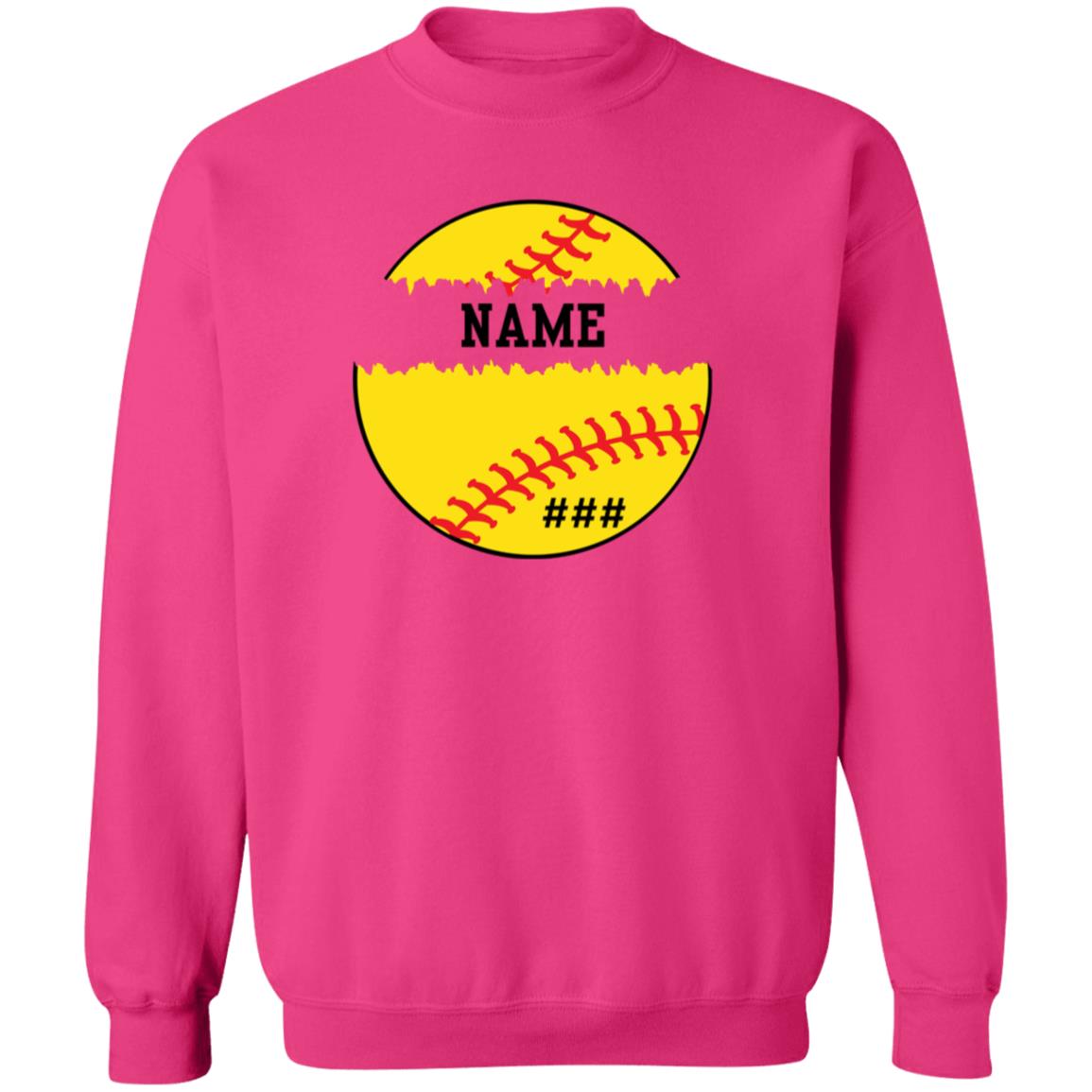 Personalized Softball | Crewneck Pullover Sweatshirt