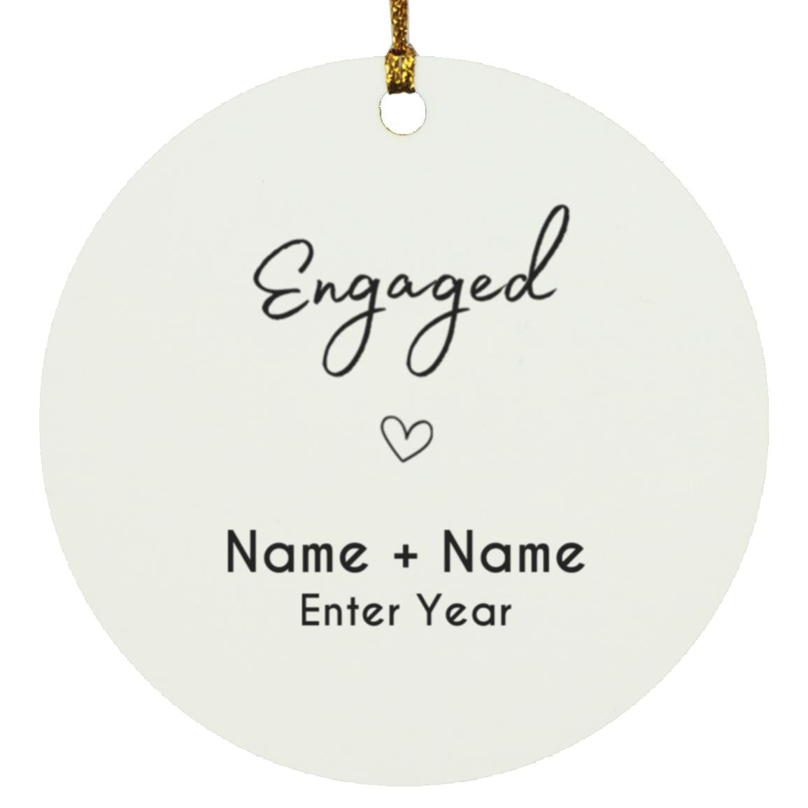 Engagement Personalized Ornament | Available in Circle & Heart Shapes