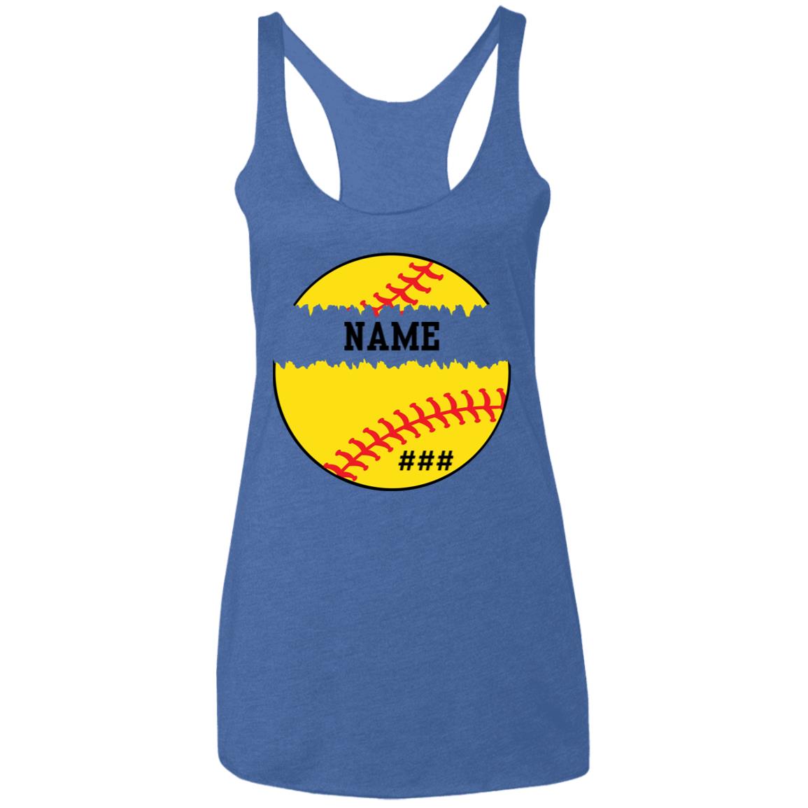 Personalized Softball | Ladies' Triblend Racerback Tank