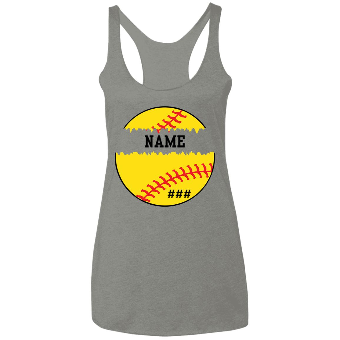 Personalized Softball | Ladies' Triblend Racerback Tank