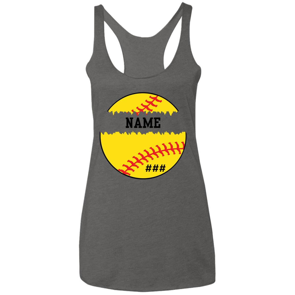 Personalized Softball | Ladies' Triblend Racerback Tank