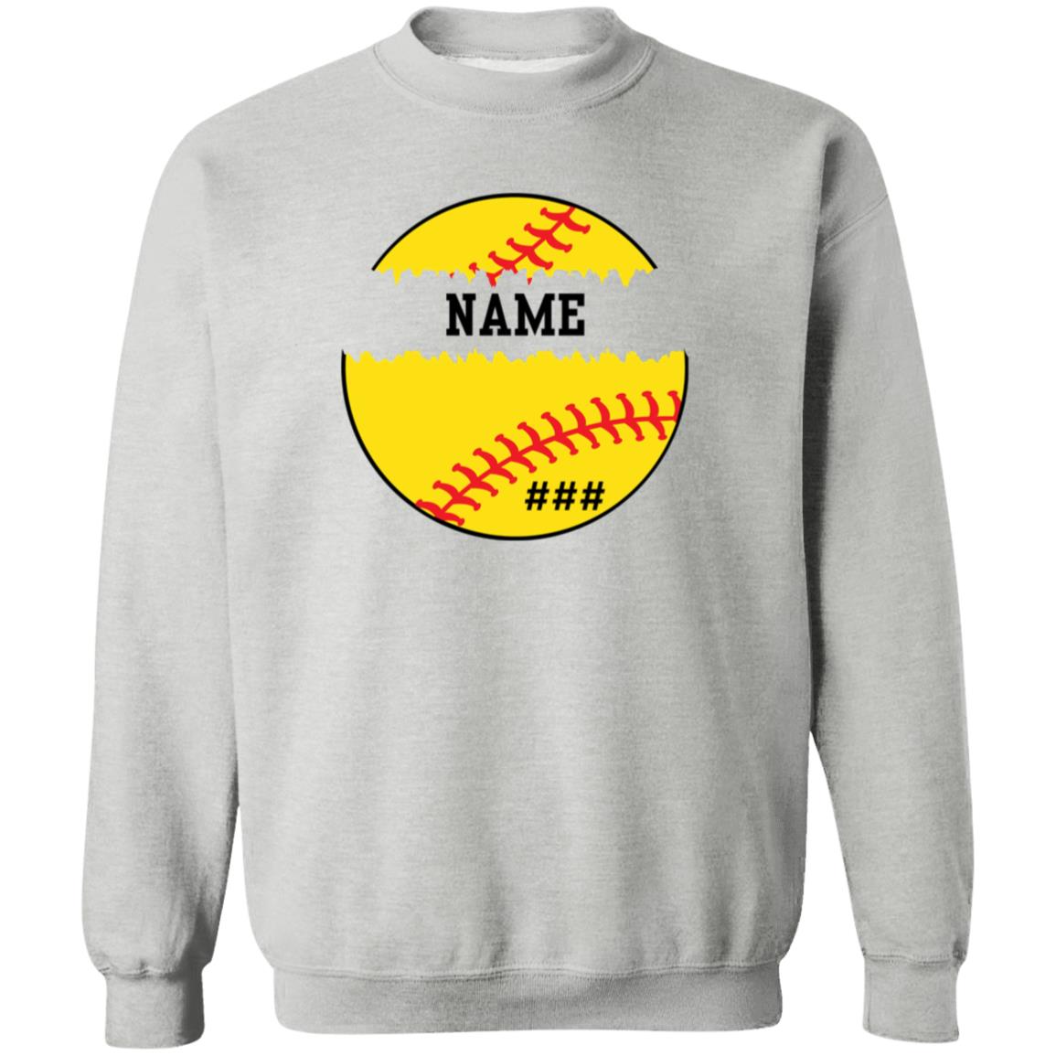 Personalized Softball | Crewneck Pullover Sweatshirt