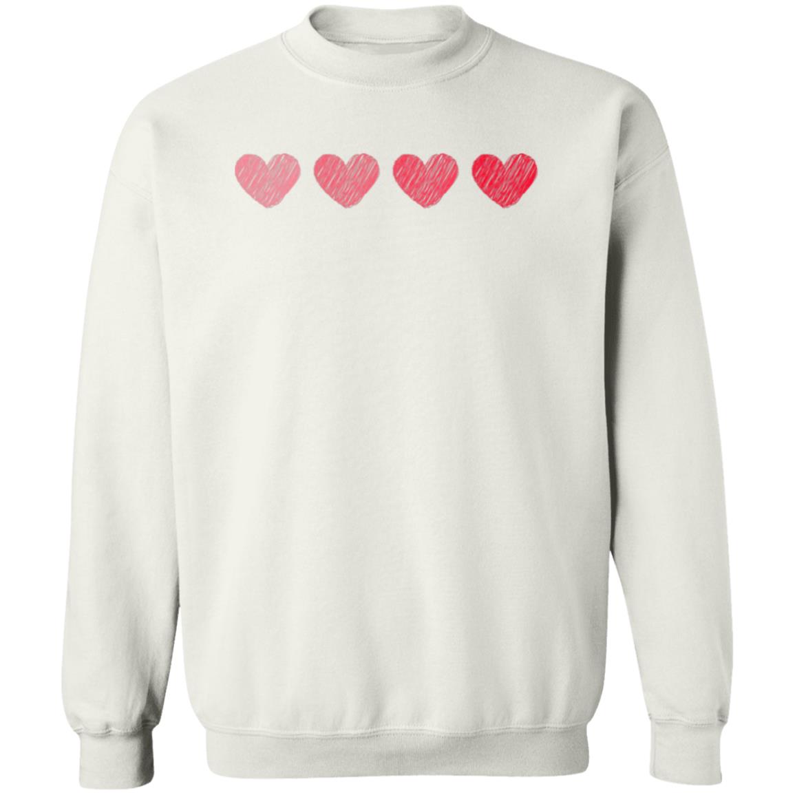 Four Hearts for Valentine's Day | Crewneck Pullover Sweatshirt