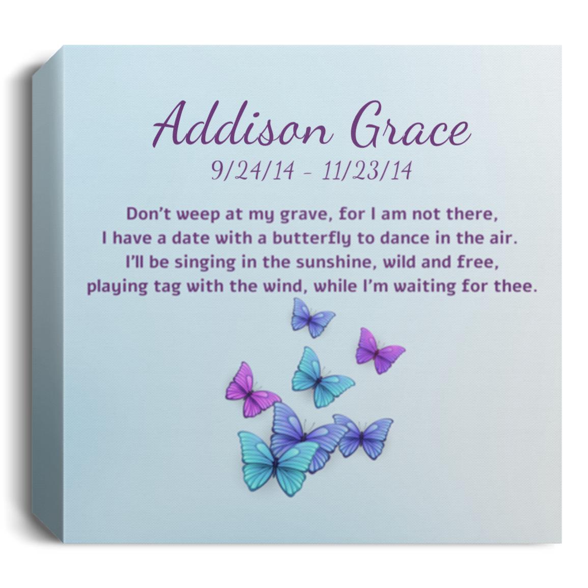 Personalized Butterfly Bereavement Canvas