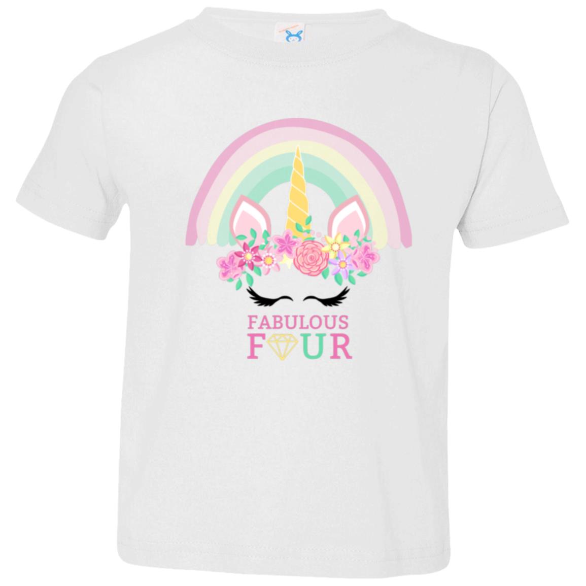 FABULOUS 4 Unicorn Birthday T-Shirt | Toddler Jersey T-Shirt