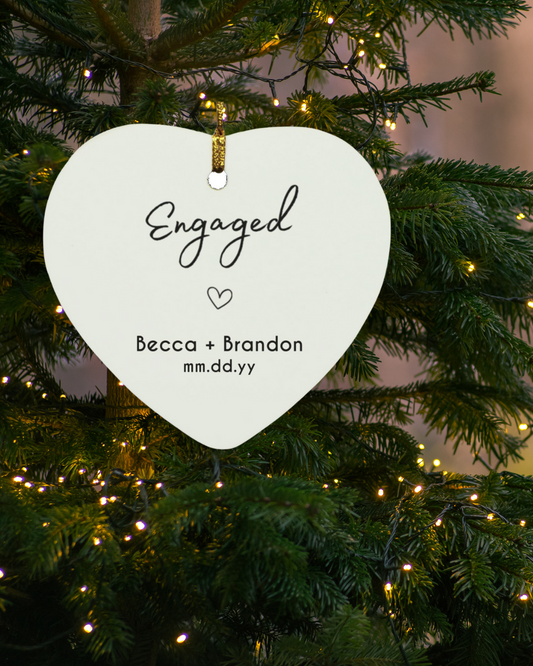 Engagement Personalized Ornament | Available in Circle & Heart Shapes