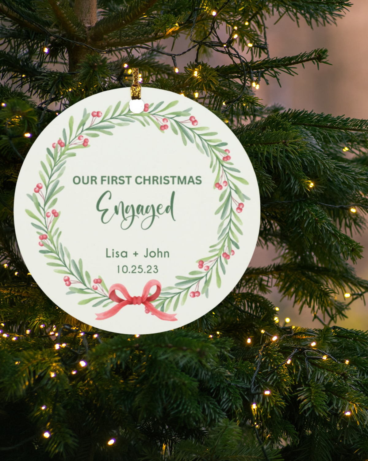 Our First Christmas Engaged Personalized Ornament | 2 Designs Available