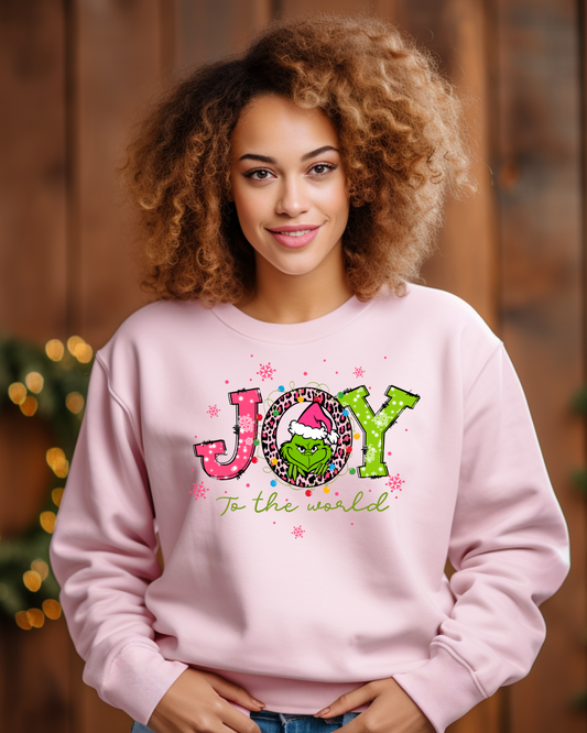 Pink Grinch Joy to the World | Hoodie or Crewneck