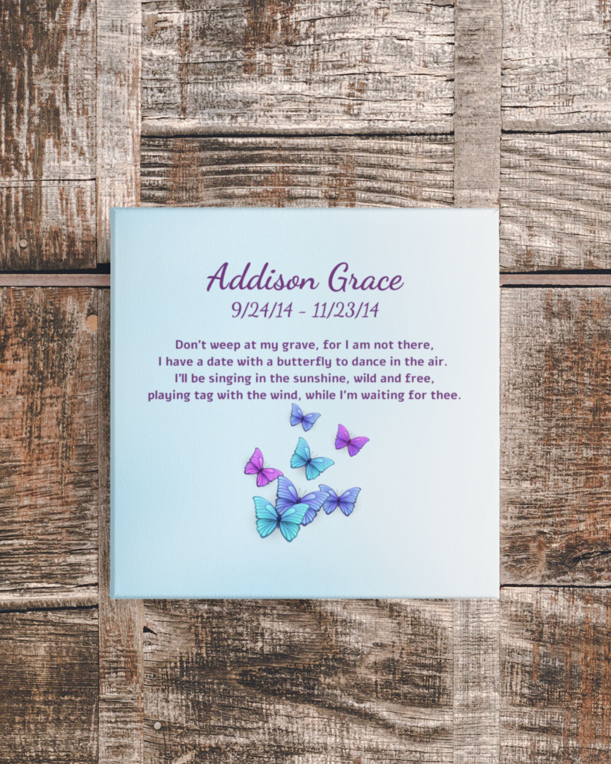 Personalized Butterfly Bereavement Canvas