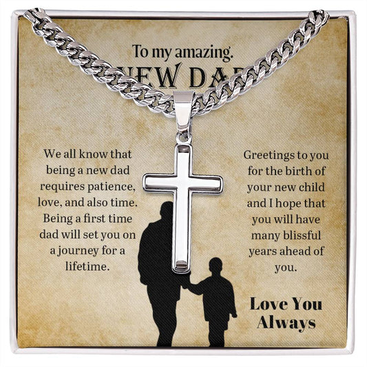 To My Amazing Dad | Cuban Chain with Artisan Cross Necklace