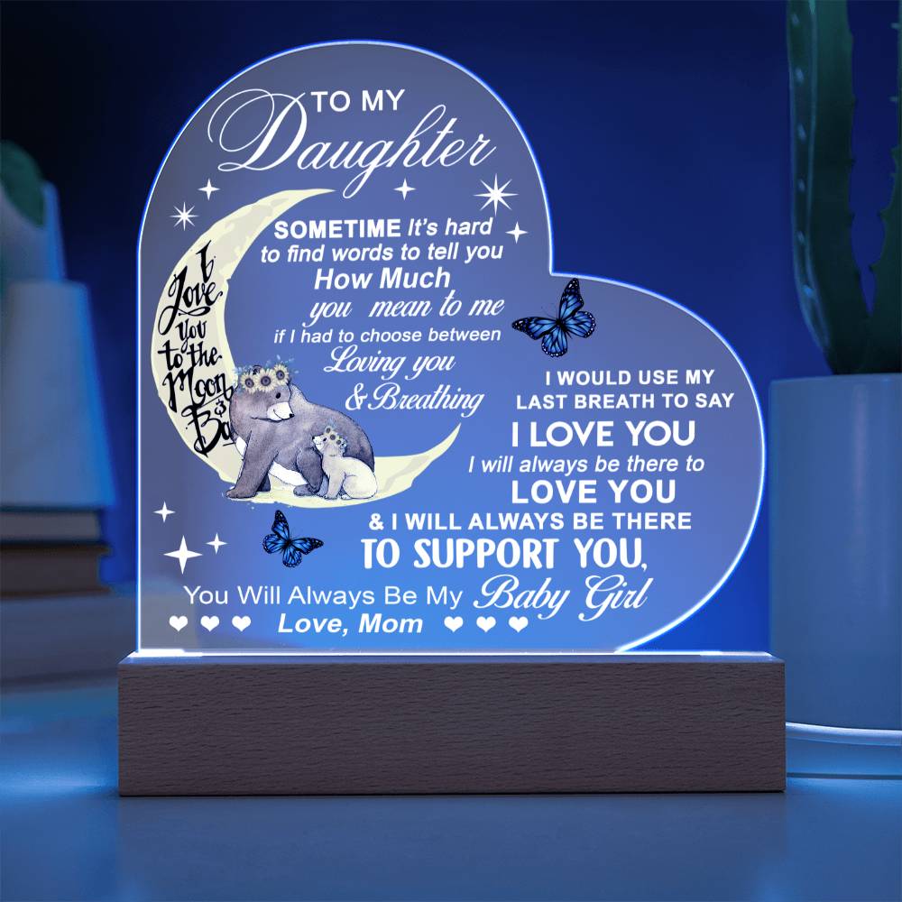 Moonlight Love Mama Bear To My Daughter Acrylic Plaque