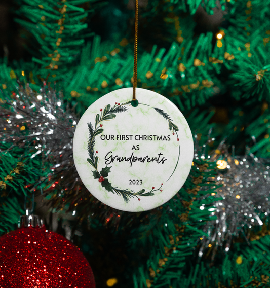 Our First Christmas as Grandparents | Circle Ornament