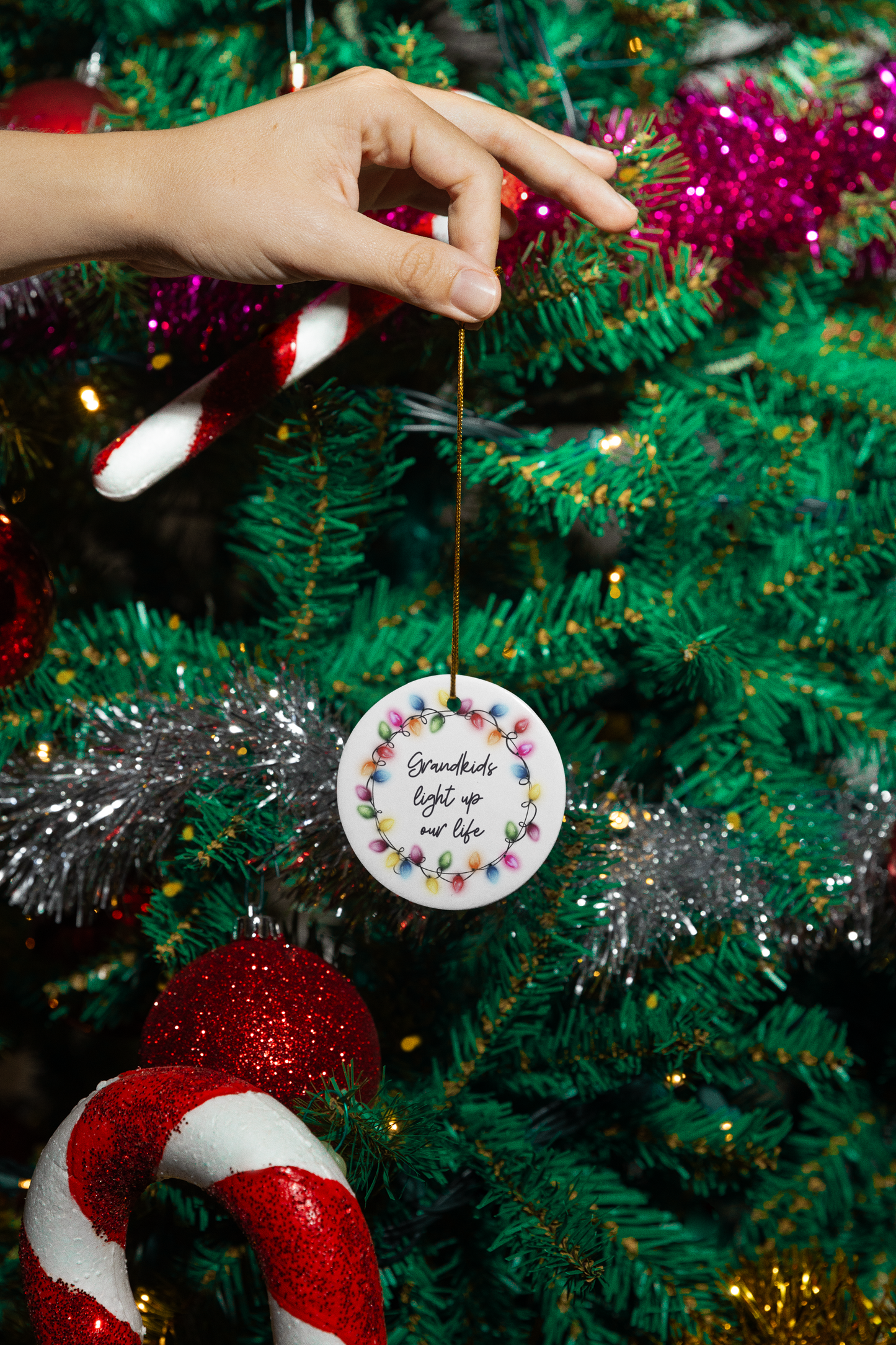 Grandkids Light Up Our Life | Circle Ornament