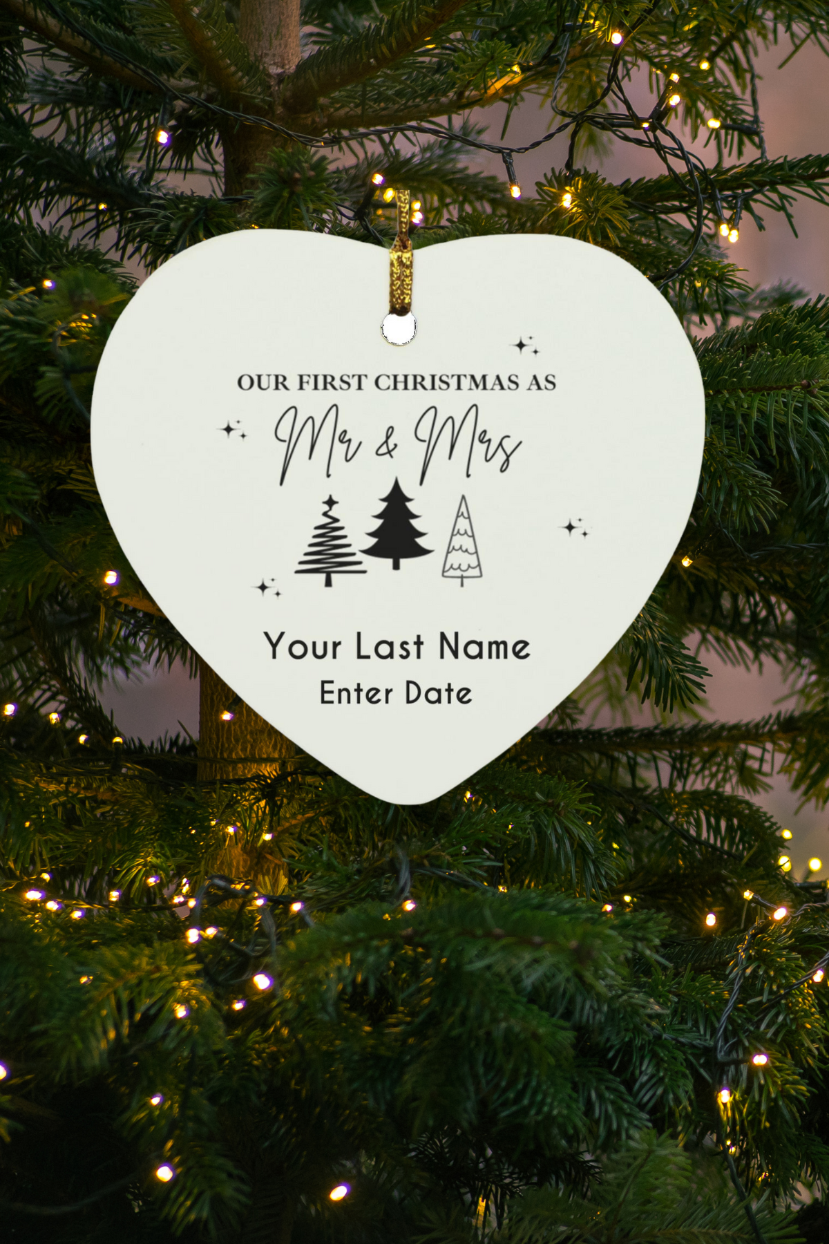 First Year as Mr & Mrs Personalized Ornament | Available in Circle & Heart Shapes