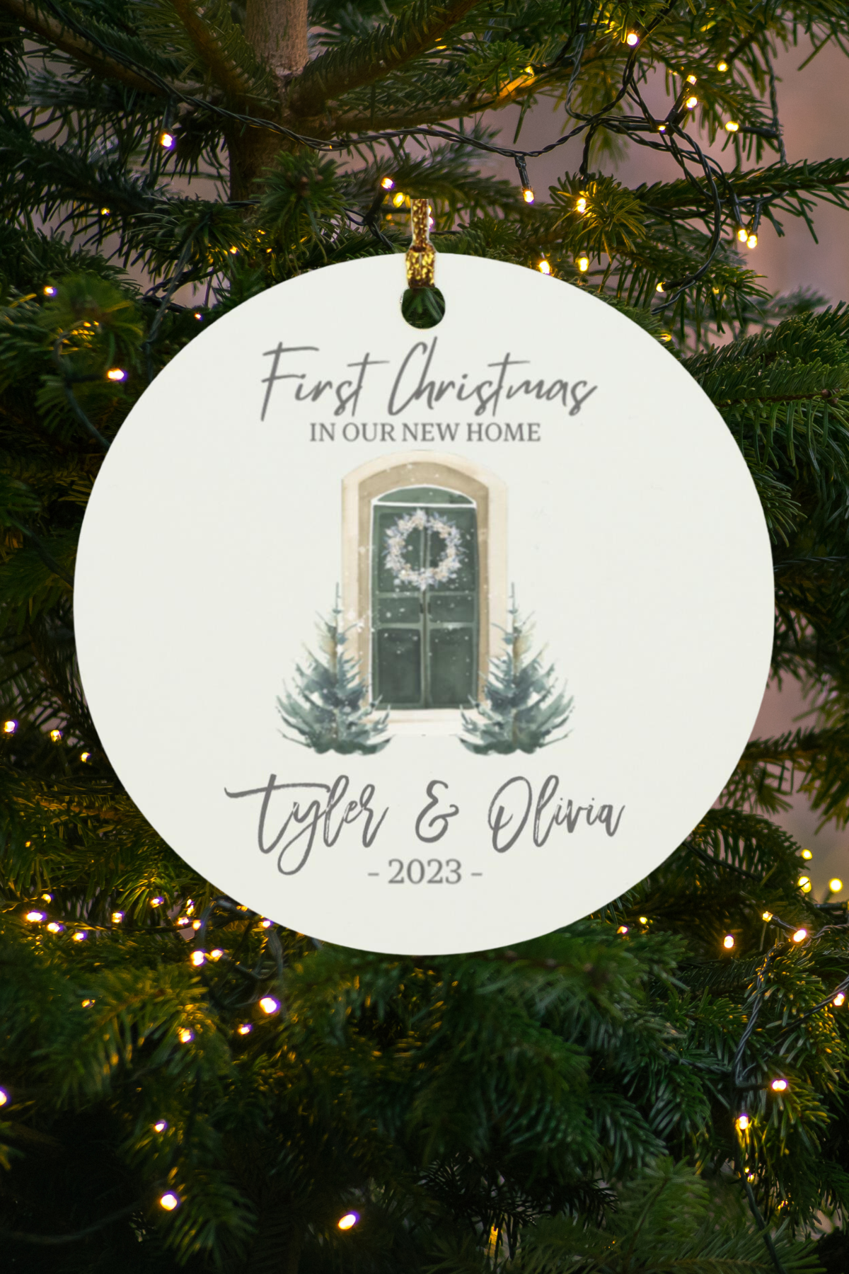 First Christmas New Home with From Door | Personalized Circle Ornament