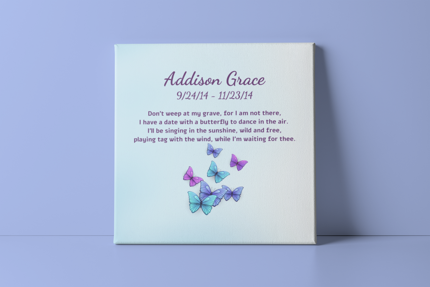 Personalized Butterfly Bereavement Canvas