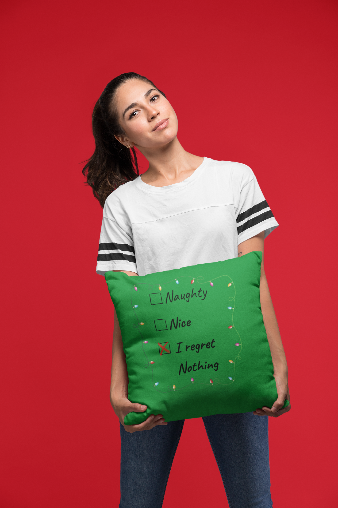 Naughty, Nice, I Regret Nothing - Christmas Pillow