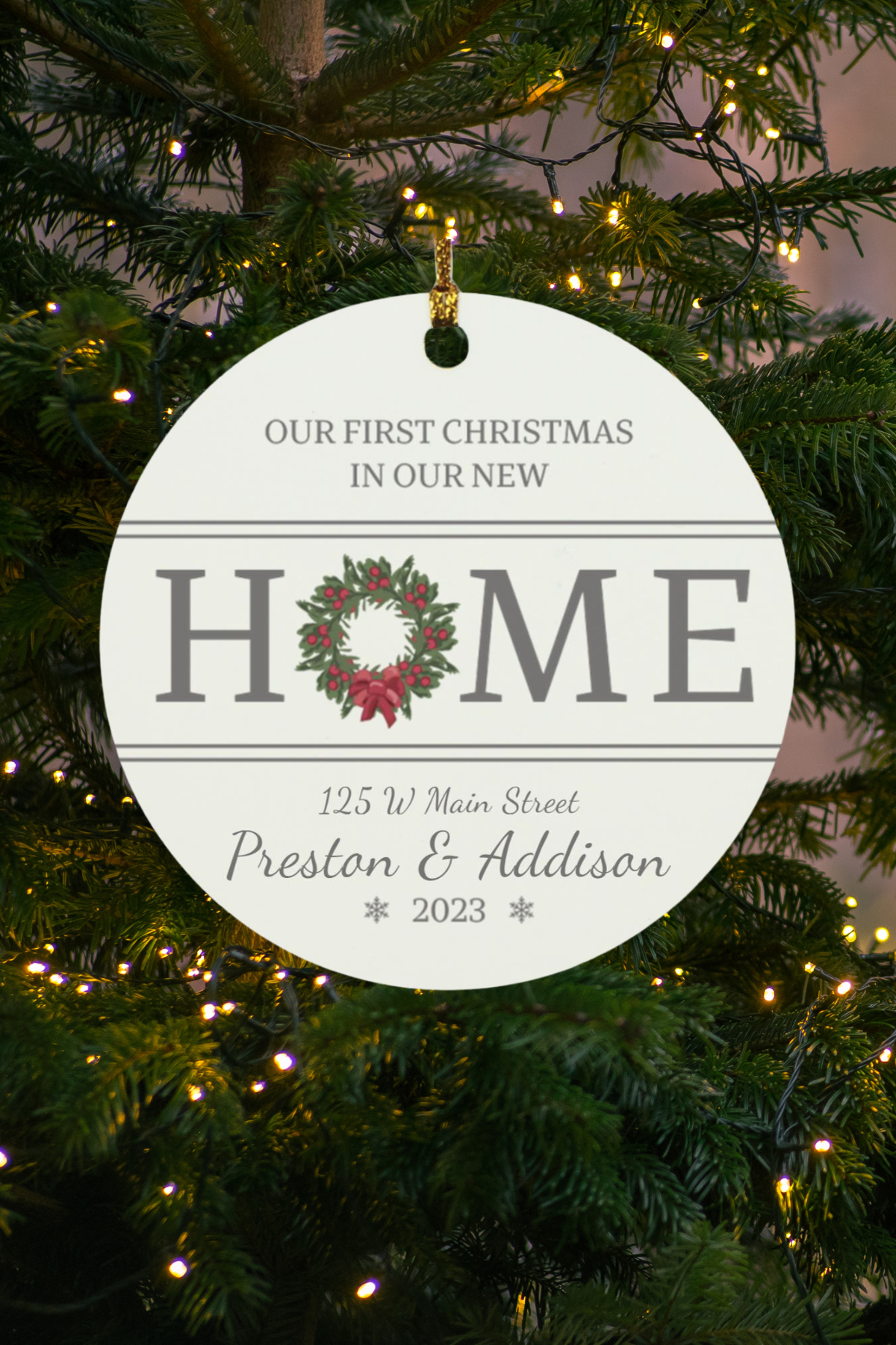 Our First Christmas in Our New Home 2023 | Personalized Circle Ornament