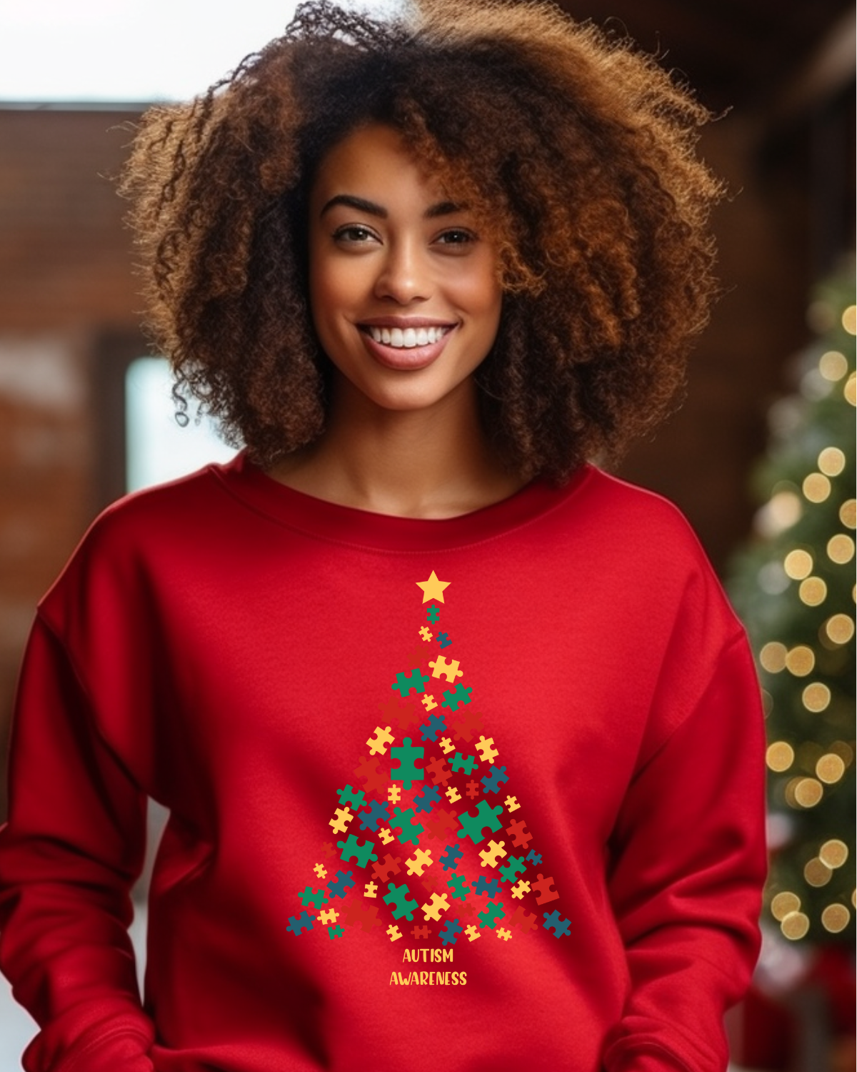 Puzzle Piece Tree | Crewneck Pullover Sweatshirt