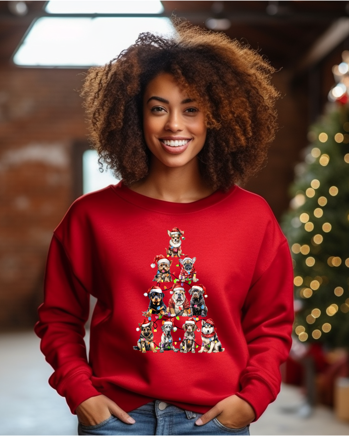 Christmas Dog Tree | Crewneck Pullover Sweatshirt