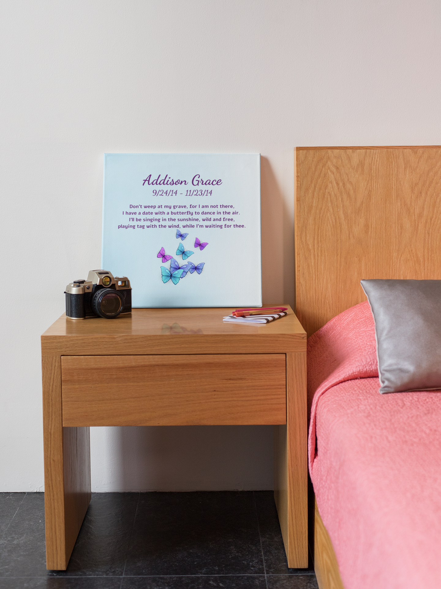 Personalized Butterfly Bereavement Canvas